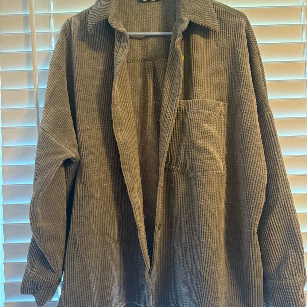 Stradivarius Brown Lightweight Corduroy Shirt Jacket